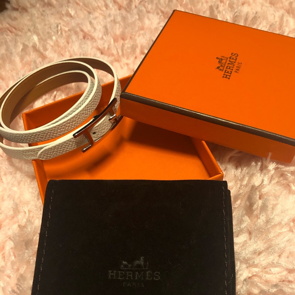 Herms Rust Triple Wrap Behapi Bracelet/White - image 5